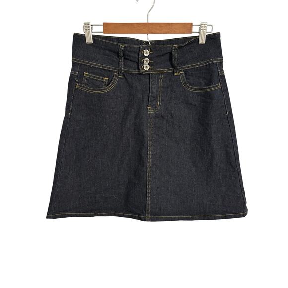 Be Girl Basic Women's Med Denim Skirt Dark Wash A-Line Country Cowgirl Western - Picture 1 of 9